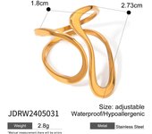 Anillos abiertos de onda Irregular de Metal de acero inoxidable para mujeres y hombres, anillos de dedo ajustables creativos de Color dorado a la moda, regalo de joyería
