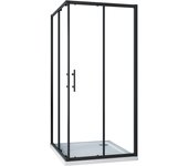 Mampara de Ducha Cuadrada Corredera,Perfil Negro mate,Vidrio Antical 6mm,(680-700)x(680-700)x1900mm