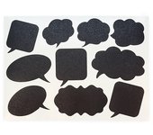 Blíster 10 Pegatinas Pizarra Bocadillo Ovaladas, Cuadradas y en Forma Nube. Dedicatórias, Nombres y Fechas. Decoración DIY para Regalos. Resistente y Adaptable a Varios Superficies.