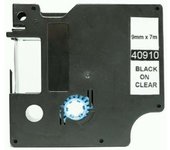 Cinta de Etiquetas Dymo D1 40910 Compatible - Negro Sobre Fondo Transparente - 9mm X 7m