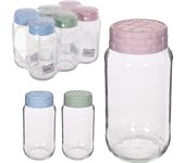 CM - Bote de Cristal con Tapa Ratán. Pack 6 y 12 Unidades en Colores Surtidos. Disponible a Elegir en Varios Tamaños. Tarros de Cristal para Cocina. Almacenaje de Cereales, Legumbres, Líquidos, Verduras, Frutas. Botes con Cierre de Rosca para Conservas