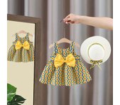 2Pcs/SetSummer Girl Baby Sleeveless Dress Girl Baby Sweet Sunflower Princess Dress Children's Skirt Gift Hat
