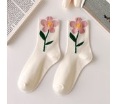 1 Pair Women Socks Japanese Korean Style Cartoon Flower Candy Color Harajuku Kawaii Mid Tube Socks Breathable Casual Short Socks