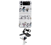 Cute Peanuts Snoopy Charlie Brown Anime Keychain Pendant Phone Case For Samsung Galaxy Z Flip 6 3 4 5 5G Hard Cover Funda