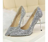 Women 7cm 9.5cm High Heels Bling Pumps Wedding Bridal Scarpins Sparkly Heels Lady Party Sequins Nightclub Evening Gold Red Shoes