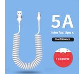 Spring Telescopic  66W 5A Fast Charging Type C Data Cable USB 3A Micro Car Phone Charger for iPhone13 14 Pro Sumsung Xiaomi POCO