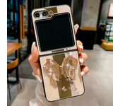 Luxury Glitter Phone Case for Samsung Galaxy Z Flip 5 4 3 Flip5 Flip4 Flip3 5G Zflip5 Girl Woman Ring Stand Holder Back Cover