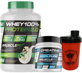 Pack Whey 100% Protein 2000g + Creatina 300g MuscleFIt + Shaker (regalo)  MuscleVip  Aumento Muscular