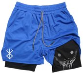 Anime Baki Hanma Gym Shorts Men Women Fitness Manga Print 2 in 1 Sports Performance Shorts Workout Quick Dry Mesh Short Pants