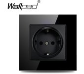EU 1 Gang Touch Switch And Wall Power Socket with USB Type-C Charging Ports Wallpad 157x86mm Black Glass Panel Smart Home