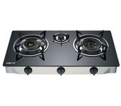 Muvip cocina de gas inox 3 fuegos - cristal templado - encendido piezoelectrico - quemador de hierro fundido desmontable