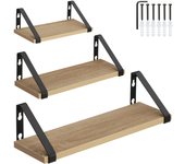 Tectake - 3 estantes de pared Cowell | Tres elegantes estantes de pared minimalistas de estilo industrial | Estables tableros de aglomerado efecto madera con recubrimiento protector de melamina | Sólida estructura de acero con revestimiento en polvo