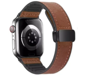 Silicone+Leather Strap For Apple Watch Ultra band 49mm 45mm 41mm 40mm 44mm 42mm Magnetic Bracelet iWatch Series 9 8 7 SE 6 5 4 3
