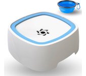 MandA® Bebedero Perro ANTIGOTEO. Bebedero ANTISALPICADURAS para Perros, Gatos y Otras Mascotas + Regalo Comedero portátil Plegable | Bowl antivuelco con diseño de Zero Splash. 1.5 L AZUL CLARO
