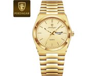 POEDAGAR Business Men Wristwatch Waterproof Stainless Steel Man Watch Luminous Date Week Fashion Men's Quartz Watches Reloj+Box