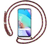 Funda Colgante Transparente para Xiaomi Redmi 10 (2021/2022) con Cordon Rosa / Dorado