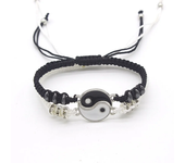 Tai Chi Yin Yang Couple Bracelets Alloy Pendant Adjustable Braid Chain Bracelet Necklace Matching Lover Bracelets Necklaces