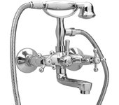 vidaXL Grifo de bañera 2 mandos + desviador y alcachofa cromado retro