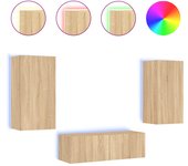 vidaXL Muebles de TV de pared con luces LED 3 piezas, Mueble de Salon, Mueble TV, Mueble TV salon, Mesa de TV, Mueble tele