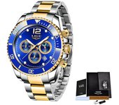 LIGE Top Brand Luxury Man Watch Business Stainless Steel Quartz Wristwatches Luminous Waterproof Watches Men Clock Gift+Box