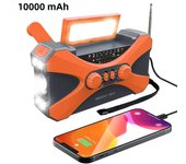 Radio De Emergencia Portátil Con Solar Y Manivela De Crank 10000mAh Con LED Y Cargador USB Luz De Mano Recargable Para Clima NOAA AM FM