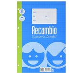 RECAMBIO FOLIO LAMELA 100 HOJAS, 70 GRAMOS Y CUADRÍCULA GUIADA DE DIFERENTES TAMAÑOS: 2.5MM, 3MM Y 4MM