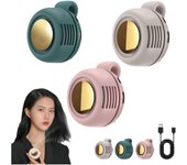 Mini ventilador eléctrico portátil, silencioso y sin aspas con clip, 3 velocidades, manos libres, pequeño ventilador de cuello Whirlwind, recargable, se sujeta a la camisa (rosa, 2 unidades)