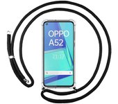 Tumundosmartphone Funda Colgante Transparente para Oppo A52 / A72 con Cordon Negro