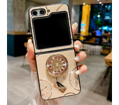 Luxury Glitter Phone Case for Samsung Galaxy Z Flip 5 4 3 Flip5 Flip4 Flip3 5G Zflip5 Girl Woman Ring Stand Holder Back Cover