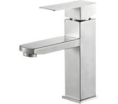 Grifo de baño Mezclador de fregadero cuadrado Grifo de agua fría y caliente Mezclador de baño Acero inoxidable （Sin tubo de entrada）