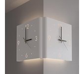 Reloj de pared de esquina, reloj de pared de esquina de doble cara, reloj de pared de arte decorativo moderno, reloj luminoso con sensor para decoración de sala de estar, digital cuadrado silencioso, blanco