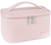 Bolsa de maquillaje rosa, bolsa de cosméticos de viaje de gran capacidad, organizador de artículos de tocador portátil, impermeable, multifunción, multicapa