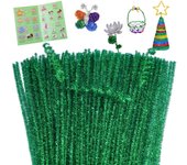 1000/100Pcs 30cm Green Pipe Cleaners Chenille Stem Solid Color Pipe Cleaners Set for Pipe Cleaners DIY Arts Crafts Decorations