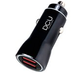 DCU Tecnologic - Cargador de Coche doble USB de Aluminio de Alta Velocidad para Dispositivos Móviles