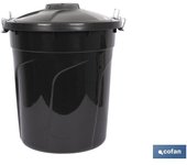 Cofan Cubo de Basura Negro 50 L Asas Metálicas con Tapa
