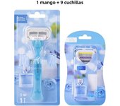 1 Handle +9 Blades/ Women Safety razor Blade Face/ Leg/ Armpit/ Bikini Beauty Hair Removal Shaving Blade Compatible Venus Shaver