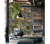 Muestra DIN A4 de Papel pintado vinílico metal de chapas oxidadas estilo industrial con relieve - Bravos Metal 681689 de GAULAN