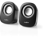 Nedis Altavoces Multimedia Sobremesa + Alimentación por USB Negro - Sonido de Alta Calidad - Conexión Fácil - Sonido Envolvente - Diseño Compacto y Portátil - Alimentación por USB