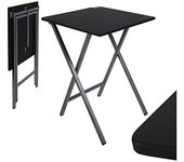 DAMDAM GO  Mesa Cuadrado Plegable Blanca portatil Multifuncional, Mesas Auxiliares para casa 48x48x65 cm (Negra)