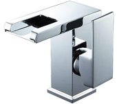 Grifo para lavabo de baño con luz LED en cascada, grifo de agua fría y caliente (plateado)
