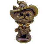 CAPRILO REGALOS & DECORACIÓN Figura Decorativa Fantasía de Resina "Gato con Gorro". Adornos y Esculturas. Animales. Magia. Regalos Originales. Decoración Hogar. 11 x 7,50 x 14,50 cm.