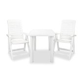 vidaXL Set de mesa y sillas bistró de jardín 3 piezas plástico blanco