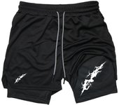 Graphic Print 2 in 1 Athletic Performance Shorts for Men Gym Workout Running Shorts with Phone Pocket Towel Loop Activewear
