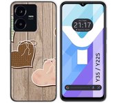Funda Silicona para Vivo Y35 / Y22s diseño Corazones Madera Dibujos