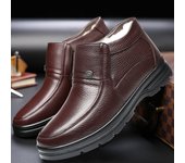2024 Men's Genuine Leather Cotton Boots outdoor Leather non slip shoe Comfortable velvet snow boot Fashion casual new male shoes