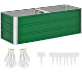 Outsunny Arriate Alto de Jardín de Acero Incluye Guantes Huerto Urbano Jardinera Macetero Rectangular para Cultivos Plantas Flores para Terraza Balcón 125x47x40 cm Verde