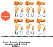 6pcs Reflective 2/4/5m 4mm Tent Rope Fastener Fixed Buckle Pulley Tensioner Ratchet Hangers Awning Wind Rope Tie Down