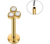 1PC CZ Crystal Cluster Paved Labret Lip Stud 18K Golden Plated Surgical Steel Cartilage Ear nose Ring  Threadless Lobe Helix Ear