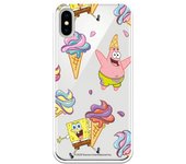 Funda original compatible con iPhone X o XS con un diseño de Bob Esponja y Patricio Helados