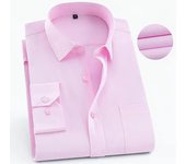 Men's Long Sleeved Shirt Business Casual Classic Plaid Striped Checked Blue Purple Male Social Dress Shirts for Man Button Shirt